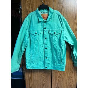 Levi Green Raw Denim Trucker Jacket Sz XL